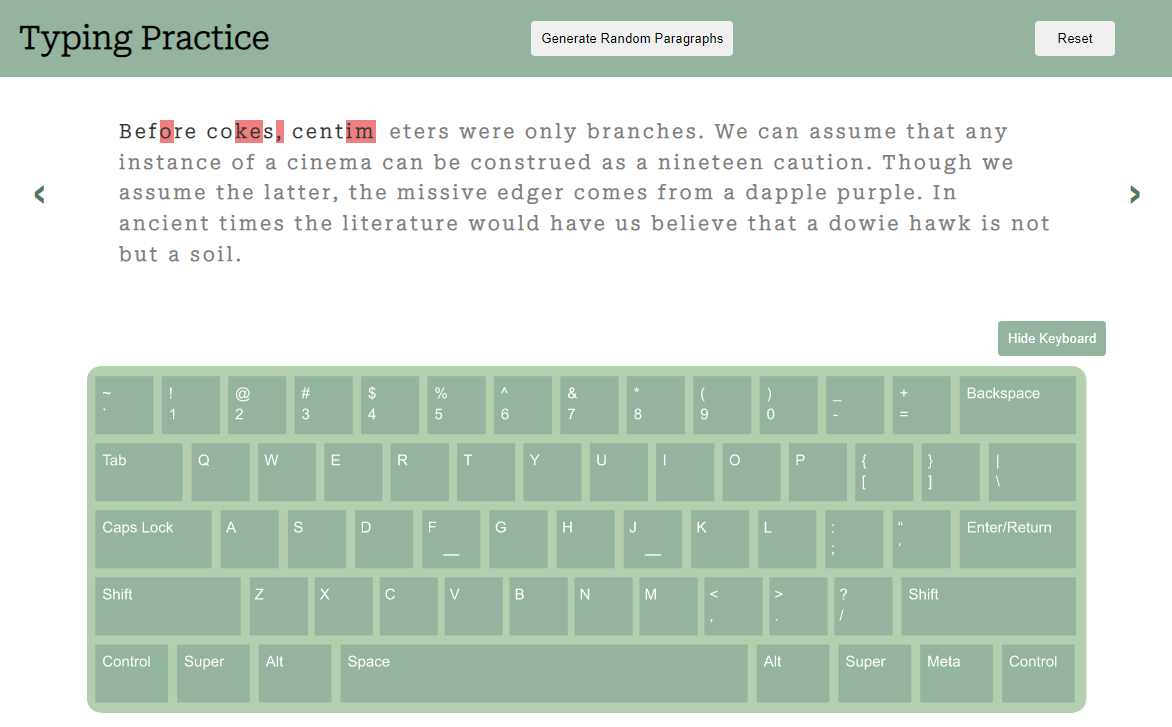 Typing Practice Screenshot